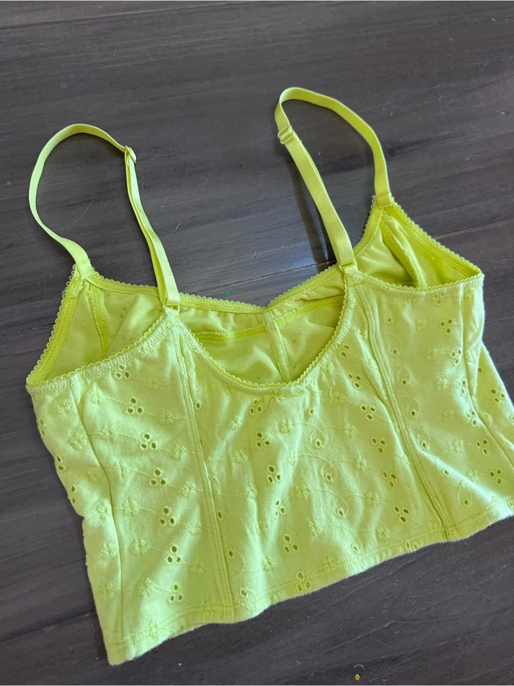 Free People Eyelet Cropped Cami Women’s M Butter Yellow